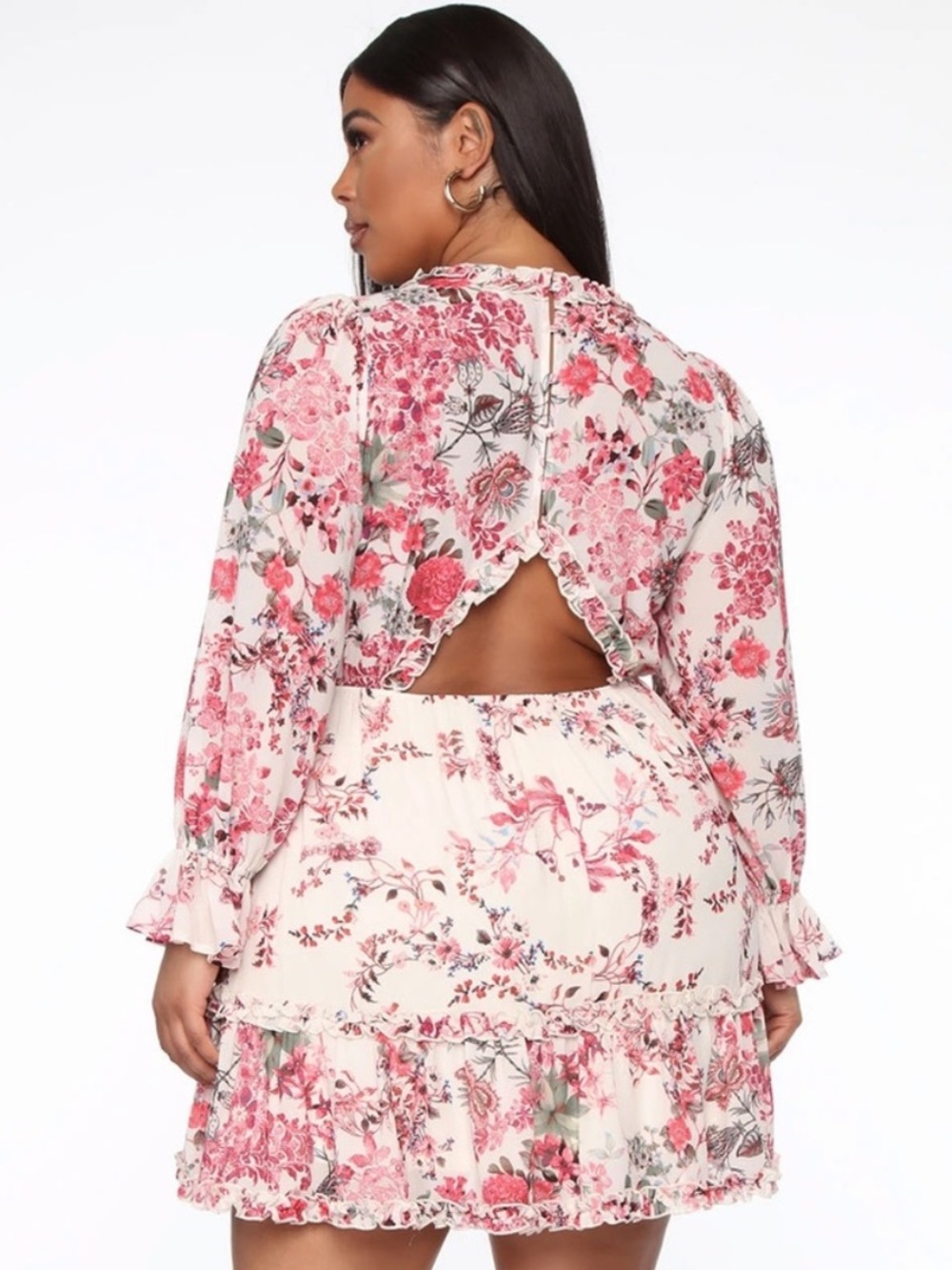 Fashion Nova Dear Dolly Floral Ruffle Mini Dress 2X Pink Boho Cottagecore NWT - Picture 2 of 11